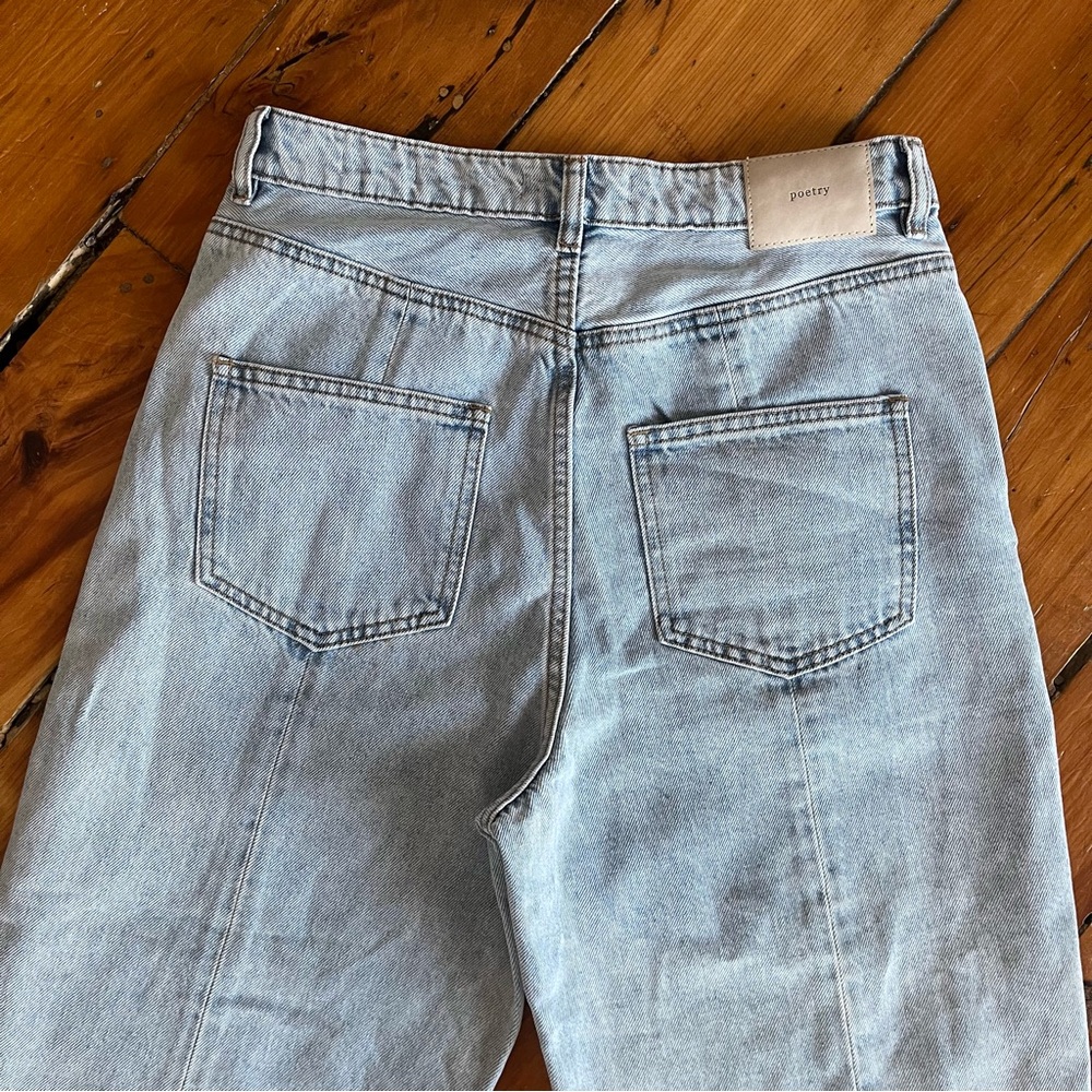 Poetry High Rise Cropped Tapered Jeans Light Wash Denim Size 10 - Picture 13 of 16